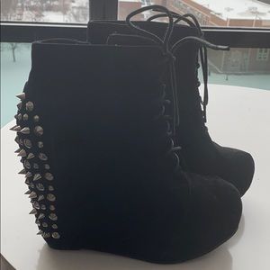 Spiked black booties